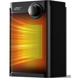 Lerat Electric Space Heater, Small Heater for Indoor Use, 1200W PTC Fast Heating Portable Heater, Overheat & Tip-Over Protection, Heating & Fan Modes for Bedroom, Office, Camping, Black
