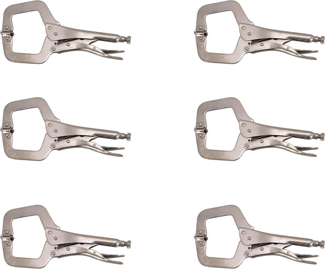 HFS (R) 6 pc - 11 C-Clamp Locking Pliers, with Swivel Pads Heavy Duty C-Type Locking Plier Table for Welding and Woodworking