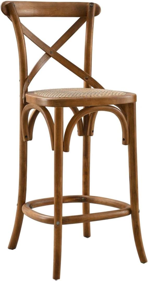 Modway Gear X-Back Wood Counter Stool in Walnut