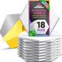 Acoustic Panels 18 Pack Soundproof Wall Panels, 14" X 12" X 0.4" Sound Proof Panles, High-Density Wall Decoration Sound Absorbing Panel, Hexagon Wall Panel for Home Office with Self-Adhesive (White)