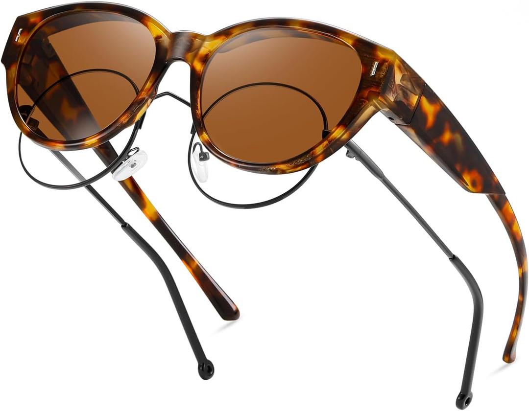 kimorn Polarized Fit Over Glasses Sunglasses For Women Man,Trendy Cat Eye Shades For Driving Riding