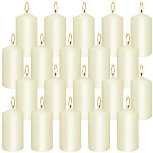 Wfmolcand 2"x4" High Ivory Pillar Candles, Set of 19Unscented. Dripless Unscented Smokeless, Ideal for Halloween, Wedding, Emergency Lanterns, Household, Wedding and Home Décor Candlesticks