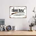 The Henry Rifle Decor Vintage Metal Tin Sign,Winchester Hunting Wall Art Rustic Tin Signs Metal Poster for Home Farmhouse Bar Cafe Pub Garage Man Cave Room 12 x 8 Inch
