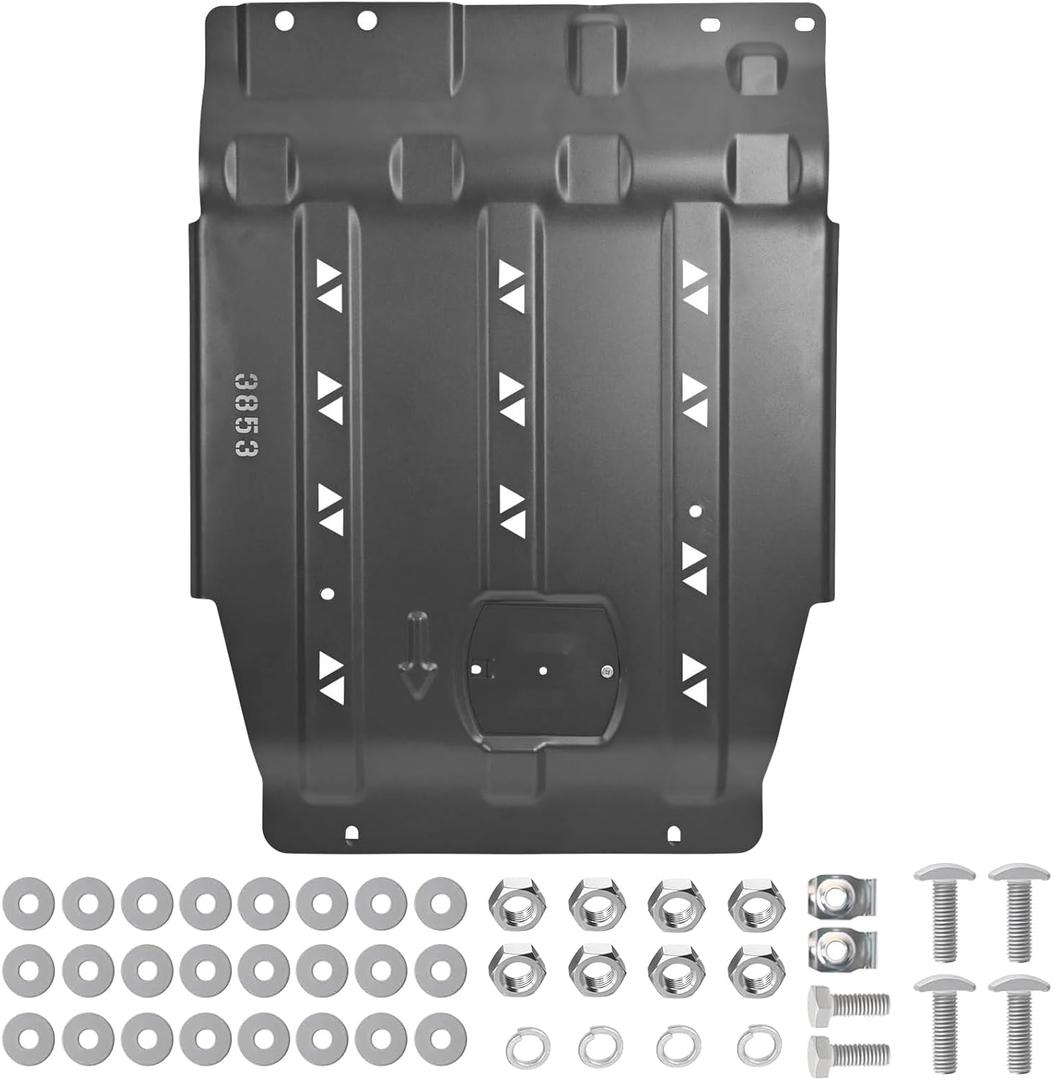 2025 Upgrade Transmission Skid Plate Compatible with 2015-2022 Ford F150 3D Manganese Steel Splash Panel Shield Replace OEM Diaper