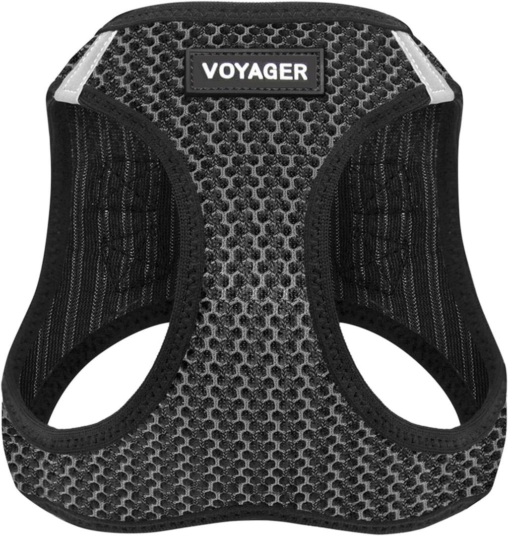 Best Pet Supplies - All Weather Mesh, Reflective, No Pull Harness for Small, Medium Dogs, Cats - Secure with Hook & Loop Fastener, Buckle, Double D-Rings - Gray 2-Tone, Size L, Chest 18 - 20.5"