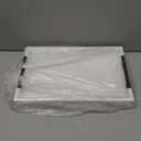 Fibogollo Bamboo Serving Tray with Metal Handles,15x10in Ottoman Decorative Trays Platter for Coffee Table,Living Room,Bar,Party,Mediuml(White)