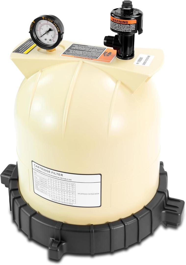 Pool Filter Lid Assembly Kit Compatible with Pentair Clean & Clear CC75 CC150 CC200 Filters, Includes 178561 Lid, 190058 Pressure Gauge, 9820980 Air Relief Valve & 59052900 Lock Ring