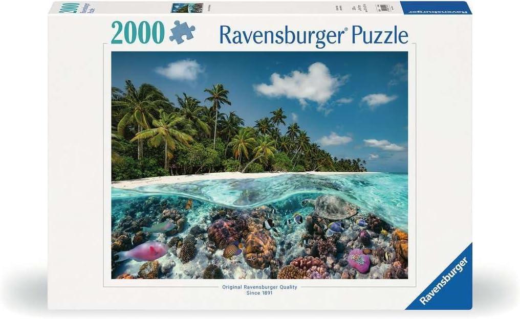 Ravensburger - A Dive in The Maldives - 2000 Piece Jigsaw Puzzle - Stunning Imagery - Beautiful & Intricate - Unique View of an Undersea World - Premium Quality - Puzzles for Adults