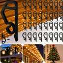 120 Pcs Christmas Light Clips Outside Gutter Hooks - Plastic Holiday Gutter Light Weatherproof Hooks for Halloween Christmas Roof Tree Hanging Outdoor Decoration String Lights (Black)