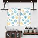 2 x AnyDesign Winter Kitchen Dish Towel 18 x 28 Inch Gold Blue Snowflake Dishcloth Vintage Decorative Hand Drying Tea Towel for Baking Cooking Home Kitchen Decor Housewarming Gift, 2Pcs