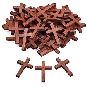 50 Pack Small Cross Set for Crafts, Wooden Cross Charms for Christian Baptism, First Communion, Rosary (1 x 2 in) - Wooden Crosses for Crafts