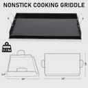 Utheer 25" x 16" Ceramic Nonstick Stainless Steel Griddle for Gas Grill, Charcoal, Large Stove Top Griddle, Non-Toxic, PFAS/PFOA/PTFE Free, Oven Up to 500°F, for BBQ, Camping & Kitchen, Black