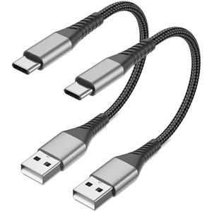 6 inch Short USB C Cable Fast Charging3 Pack, 0.5ft USB A to USB C Cable Short USBC Cable Braided, 3A USB Type C Cable for iPhone 15 16 Pro Max, Samsung Galaxy S24 S23, Google Pixel, iPad