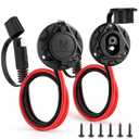 MICTUNING 1FT 14 AWG SAE Socket Sidewall Port to Male Plug 12V-24V Power Cord Quick Connector Extension Cable Harness, Waterproof Dust Cap, for Automotive RV Motorcycle Solar Panel, 1 Pack