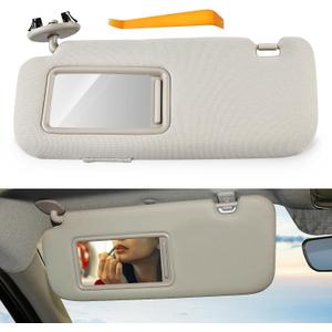 JDMON Left Driver Side Sun Visor Compatible with Toyota Corolla 2007 2008 2009 2010 2011 2012 2013 Replaces 74320-02711-E0 7432002711E0 Left Driver Side (Beige)