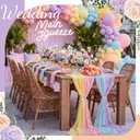 Remagr 12 Pcs Pastel Cheesecloth Gauze Table Runners Boho Wedding Decor Rustic Sheer Runner for Wedding Table Bridal Shower Birthday Party Decorations
