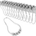 Shower Curtain Hooks Rings for Bathroom - 12 Pcs Stainless Steel (Silver Pear-Shape)