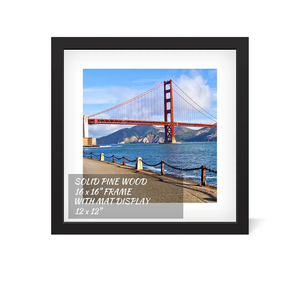 16x16 inch Wood Picture Frame for Wall Hanging Square Photo Frames with Mats 12x12 inch Pictures for Baby Scan,Poster,Decoration,Anniversary,Wedding,Christmas,Diamond Painting(Black)