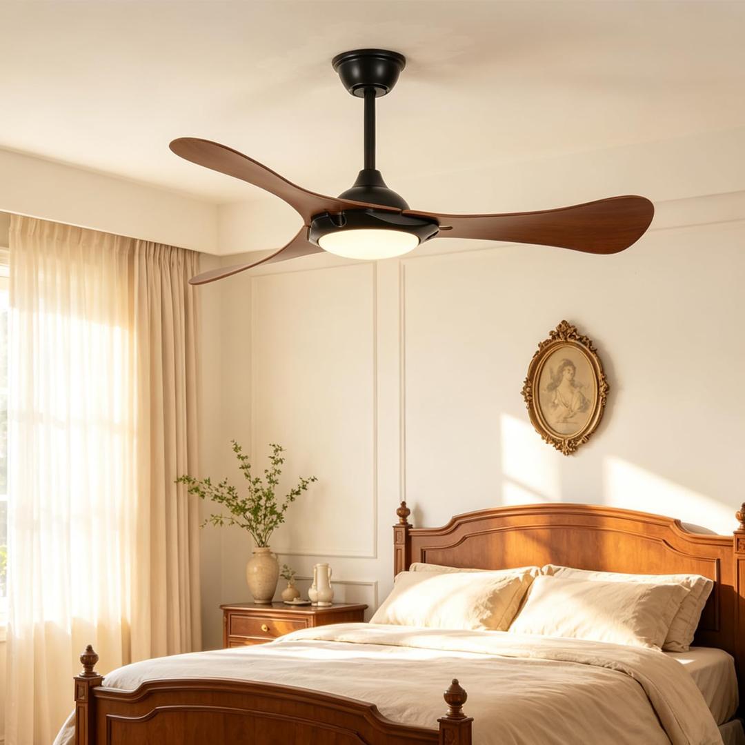 40" Smart Ceiling Fans with Lights,Flush Mount 3 ABS Blade Brown