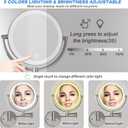 Wall Mounted Lighted Makeup Vanity Mirror with Magnification, 8 Inch Double Sides 10X Magnifying Bathroom Mirror 3 Color Lighting Touch Dimming, Extended Arm Shaving Mirror Hard Wired, Brushed Nickel
