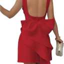 SOLY HUX Women's Mini Dress Bow Backless Sleeveless Round Neck Party Dresses (Medium)