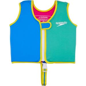 Speedo Kids' Begin to Swim Flotation Classic Life Vest UPF 50 (Medium, Bondi Blue/Fake Green)