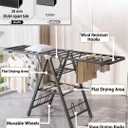 Mimiblack Clothes Drying Rack Foldable, 3 Tier Large Laundry Dryer Stand, Heavy Duty Metal Clothes Airer Dryer Rack with Wheels For Clothing& Bedding &Towels, Indoor & Outdoor Use, 70.8"L17.7"W Gray, 70.8'' Large Outdoor Windproof Clothes Airer Stand