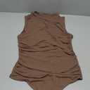 Chunpin Women's Mock Neck Mesh Sleeveless Bodysuit Ruched Going Out Tops Thong Body Suits L