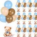 12 Sets Bear Baby Shower Balloon Stand Kit for Table Boy Baby Shower with Balloon Centerpieces Decorations for Blue Teddy Bear Theme Gender Reveal Birthday Party Table Decorations Supplies