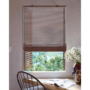 32''W X 72''H Cordless Bamboo Roman Shades, Light Filtering Roll Up Bamboo Matchstick Blinds for Interior Window Home Patio Porch, Dark Brown
