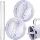 Replacement Lid for Stanley 40oz and 64oz Tumbler.Leakproof Flip Straw Lid Fit Stanley Cup Quencher H2.0 40 oz/64 oz and ProTour 40oz/64oz Tumbler.(White,2-Pack)