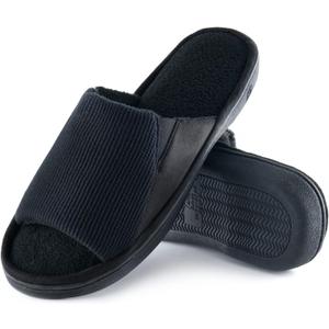 Cozy Men's Open Toe House Slippers Memory Foam,Comfy Slip On Indoor Slipper for Men Breathable, Non-Slip Soft Bedroom Home