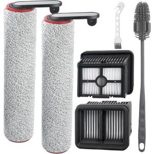 H12 Pro Roller Brush Replacement and HEPA Filter for Dreame H12 Pro, H12 Dual, G10 Pro Cordless Wet Dry Vacuum Cleaner, 2 Brush Rollers, 2 HEPA Filters, 1 Water Tank Brush, 1 Cleaning Brush