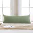 Avocado Green Body Pillow Cover 20x54 Body Pillow Cover Cute White Pom Poms Fringe Design Boho Chic Decor Long Pillow Case Cover with Pocket Closure (54" x 20" (Pack of 1))