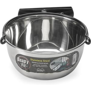 MidWest Homes for Pets Snap'y Fit Stainless Steel Food or Water Bowl, Holds 1 Quart, Mounts to Wire Crates, No-Tip Design, Rust-Resistant, for Dogs and Cats (Silver)