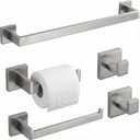 5 Piece Bathroom Hardware Set Brushed Nickel, SUS304 Stainless Steel Towel Bar Set, Modern Square Accessories with 16 Inch Rack Toilet Paper Holder Robe Hooks (Brushed Nickel)