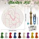 ORIGACH Embroidery Punch Needle Kit for Adults Beginners DIY Panda Punch Stitching Kit for Art Crafts & Home Decor Easy Needle Punching Project with 7.9inch Hoop, Patterns, Yarns, Tools