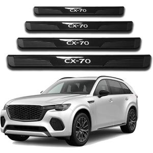 Door Sill Protector Trim Guard for Mazda CX-70 2025, Stainless Steels Accessories Plates Cover Auto Interior Accessory Kick Panels (Black)