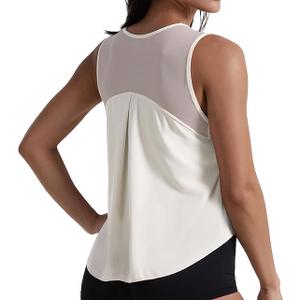 Clbort Women's Workout Tank Tops - Mesh Back Sleeveless Shirts, 4-Way Stretch Loose Fit Athletic Tops for Gym Yoga Running White, Small