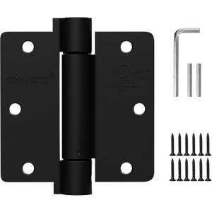 2 Pack Self Closing Door Hinges 3.5 inch Matte Black Door Hinges Spring Loaded Auto Close Hinges 1.4'' Radius Corners Adjustable Tension for Interior Door 3 1/2 Auto Self-Closing Hinge