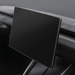 BETTERHUMZ Screen Anti-Collision Strips Sticker for Tesla Model 3 2020-2024 Highland Model Y 2020-2025 Carbon Fiber Leather Car Interior Tuning Accessories (Style B, Carbon Leather)