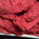 MITILLY Women's Floral Lace Long Puff Sleeve Ruffle High Neck A-Line Flowy Tiered Maxi Dress with Belt Small Wine Red S