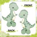 Yinkin 3 Pcs Wooden Dinosaur Baby Shower Table Decorations Rustic Baby Dinosaur Shower Figurines with Wheels Spring Table Centerpiece for Home Office Tiered Tray Decor