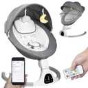 Baby Swing for Infants to Toddler Portable Babies Swing Timing Function 5 Swing Speeds Bluetooth Touch Screen Music Speaker with 10 Preset Lullabies 5-Point Carabiner (Gray)