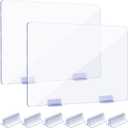 Weysat 6pcs Counter Desk Acrylic Panels Holder and 2 Pcs Acrylic Desk Divider Partition for Business, Office, School 24 x 16 Inches, Fasten Panels from 1/ 8 Inch to 1/ 4 Inch Thick
