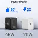 INIU 45W USB C Fast Charger, Support Samsung Super Fast Charging 2.0, PD Compact Foldable Dual Wall Charger Block, for Samsung S23 S22 Ultra/Note iPhone 16 15 Pro iPad Pro MacBook Air Steam Deck etc