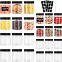 Plastic Jars with Lids 8 oz & 14 oz 24Pcs Clear Plastic Slime Storage Jars Containers with Airtight Leak Proof Black Screw On Lids Cylinder Clear Round Jar Food Grade Durable Jar
