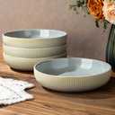 theterra 8.5'' Ceramic Pasta Bowls, Salad Bowls Set of 4, Stoneware Serving Bowls for Fruits, Noodle, Dinner, House-warming Wedding Present, Desert Sage