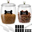 2 Pack Dog Treat Container Airtight, Dog Food Storage Container Dog Treat Jar with Lid 9.8x6.3 & 8.6x5.3 inch Clear Dog Cookie Jar with Scoops,Clamp,Labels for Dog Cat Bird and other Pet