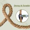 Natural Jute Rope (3/4 Inch x 100 Feet) Thick Hemp Rope Twisted Manila for DIY Crafts, Deck Railings, Hanging Swing, Nautical Decorating